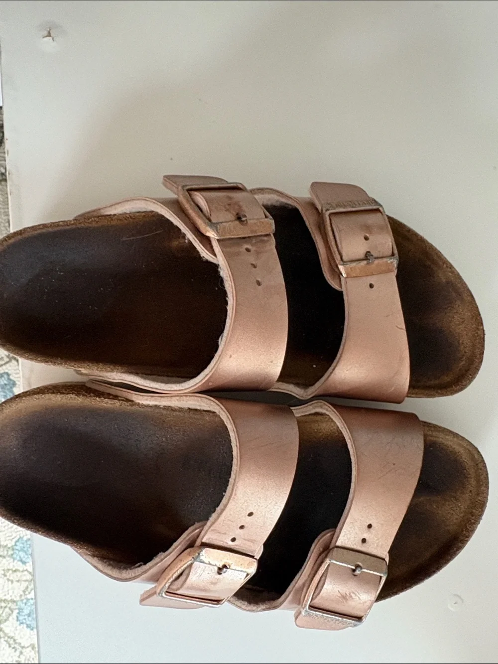 Birkenstock Kids Two-Strap Metallic Rose Sandals